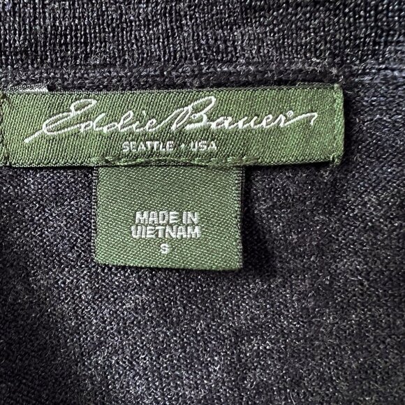 Eddie Bauer Dark Gray open front sleeveless wool cardigan size Small - Picture 3 of 8